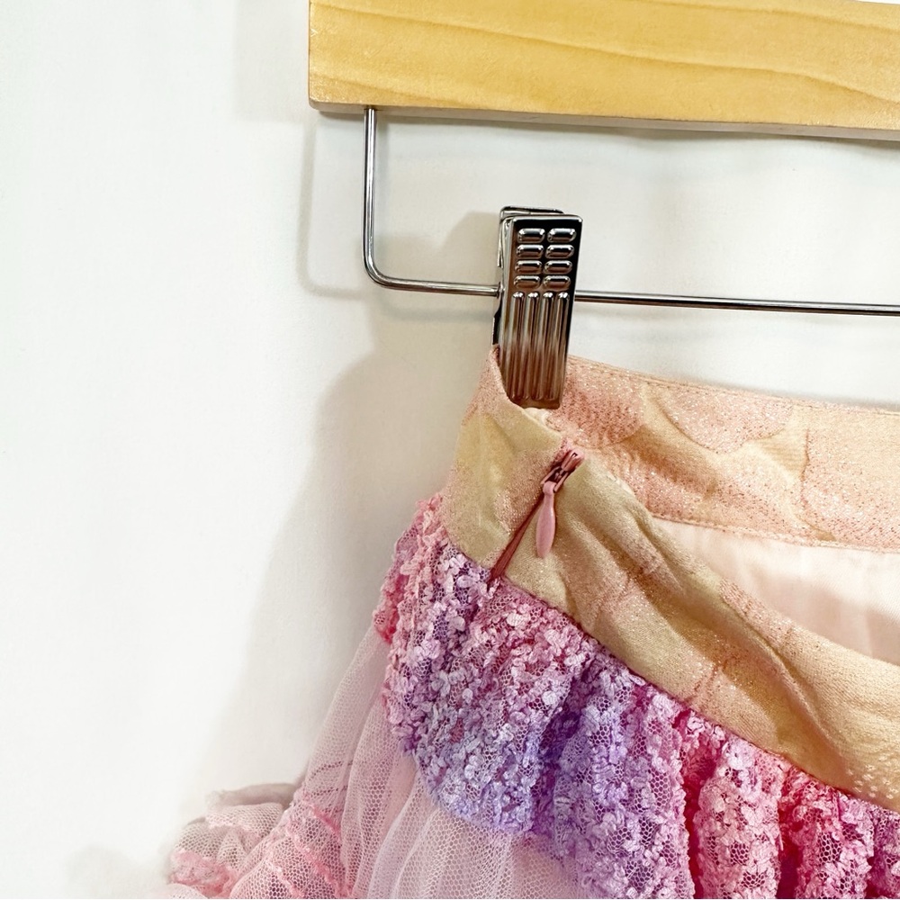 Ryan Lo Ruffle Lace Tiered Tulle Pastel Designer Skirt - Picture 7 of 8